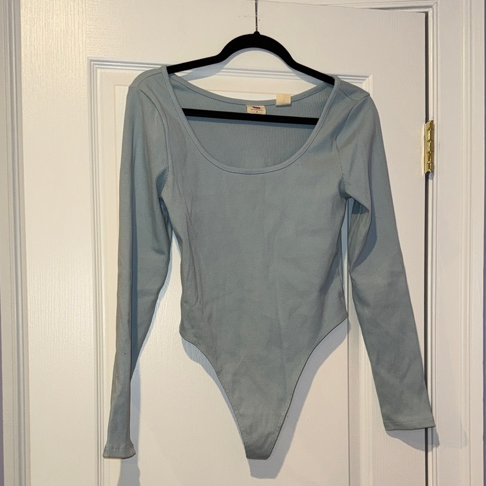 Levi's Pale Blue Ribbed Long Sleeve Bodysuit